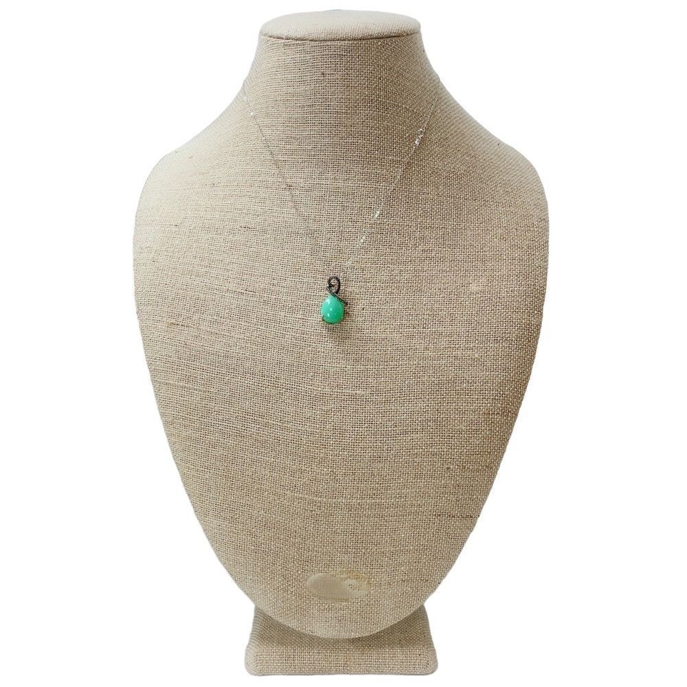 Teardrop‎ PearShape Green Chrysoprase Gemstone Pendant w/ 20” Chain